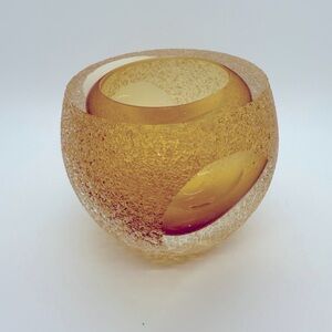 Fifth avenue glass amber frosted Tea Light‎ votive candle holder Geode